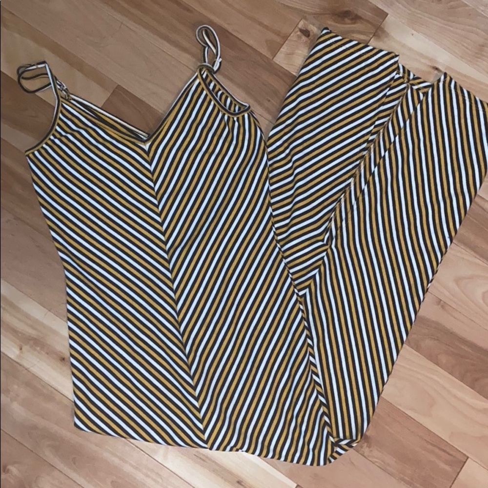 Striped ribbed maxi dress